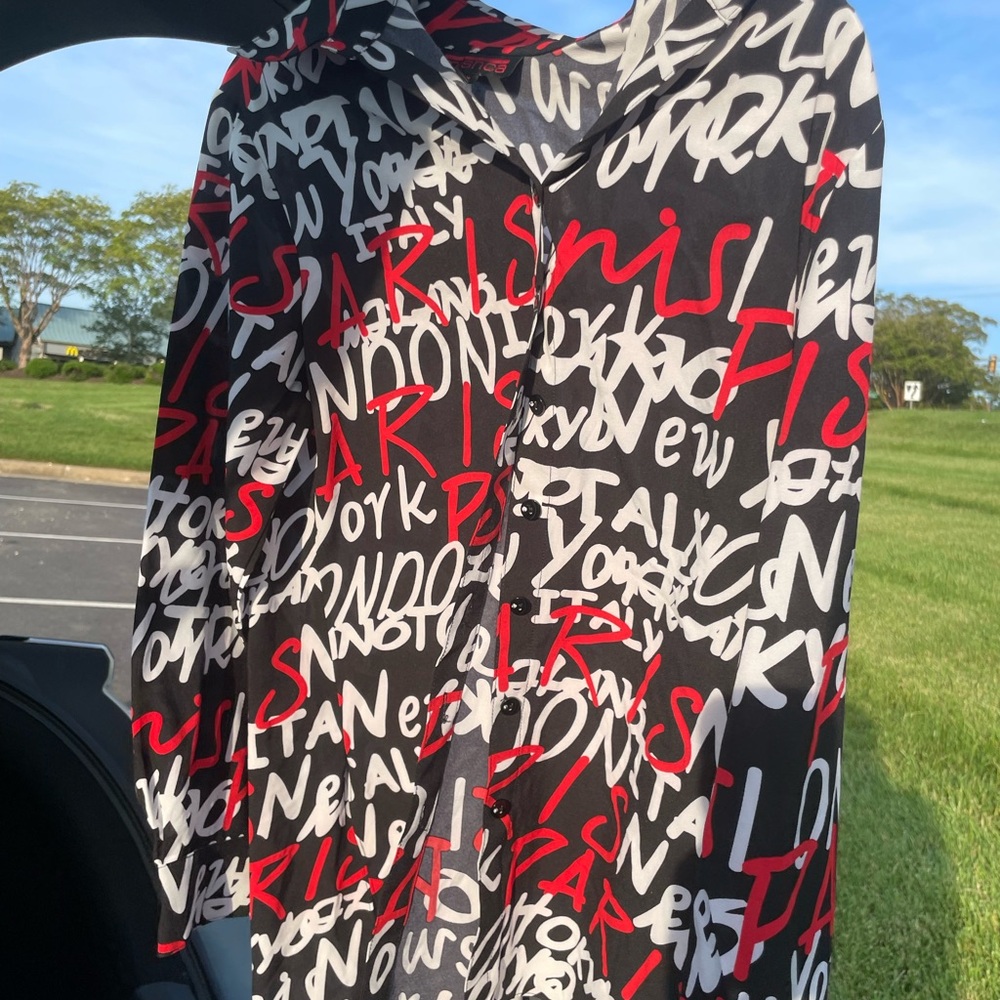 Mishca Black and Red Graphic Print Shirt